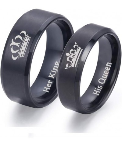 King and Queen Rings for Couples - 2pcs His Hers Stainless Steel Matching Ring Sets for Him and Her - Promise Engagement Wedd...