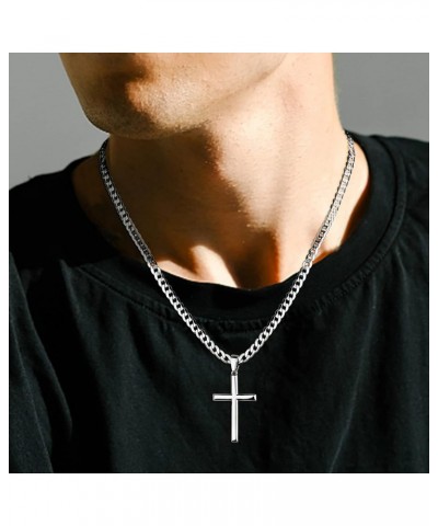 925 Sterling Silver Cross Necklace for Men Women 5mm Strong Stainless Steel Diamond Cut Figaro Link Curb Chain or 3.5mm Cuban...