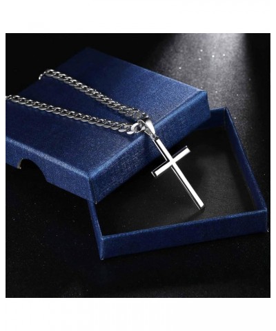 925 Sterling Silver Cross Necklace for Men Women 5mm Strong Stainless Steel Diamond Cut Figaro Link Curb Chain or 3.5mm Cuban...