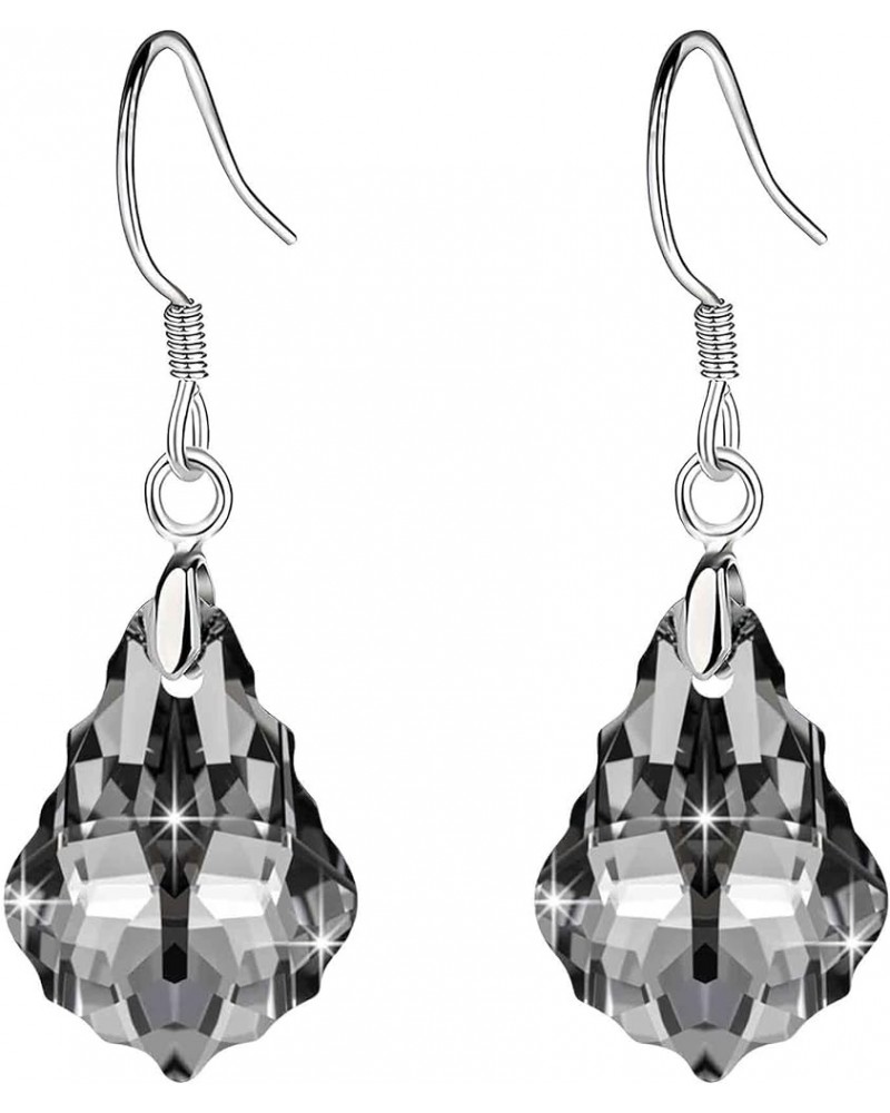 Austrian Crystal Baroque Drop Dangle Earrings for Women 925 Sterling Silver Hook Hypoallergenic Jewelry Black $11.72 Earrings