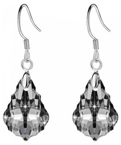 Austrian Crystal Baroque Drop Dangle Earrings for Women 925 Sterling Silver Hook Hypoallergenic Jewelry Black $11.72 Earrings