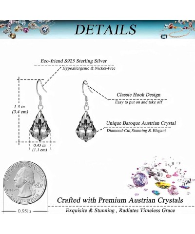 Austrian Crystal Baroque Drop Dangle Earrings for Women 925 Sterling Silver Hook Hypoallergenic Jewelry Black $11.72 Earrings