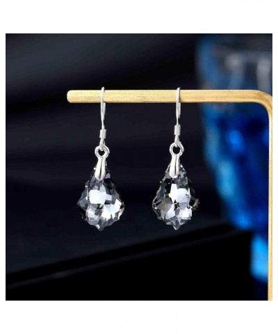 Austrian Crystal Baroque Drop Dangle Earrings for Women 925 Sterling Silver Hook Hypoallergenic Jewelry Black $11.72 Earrings