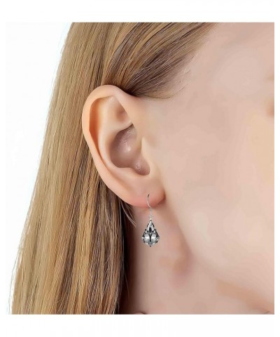 Austrian Crystal Baroque Drop Dangle Earrings for Women 925 Sterling Silver Hook Hypoallergenic Jewelry Black $11.72 Earrings