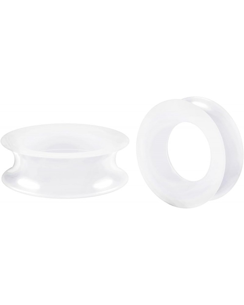 White Silicone Double Flared Ear Plugs - Sold as a Pair F-1 3/16 inch 30mm $10.44 Body Jewelry