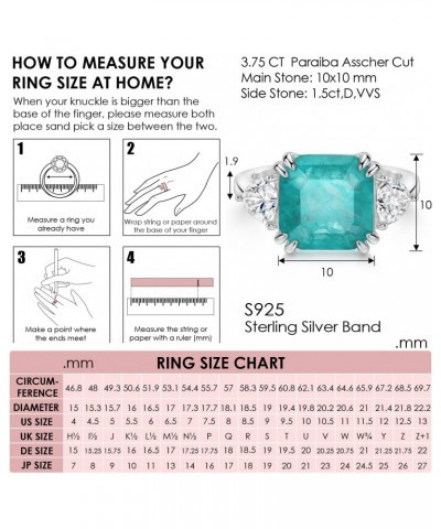 Paraiba Engagement Ring for Women, 3.75 CT Paraiba Solitaire Promise Rings, D Color VVS1 Simulated Diamond 925 Sterling Silve...