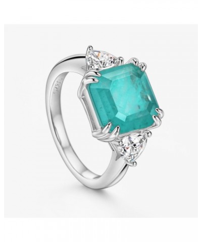 Paraiba Engagement Ring for Women, 3.75 CT Paraiba Solitaire Promise Rings, D Color VVS1 Simulated Diamond 925 Sterling Silve...