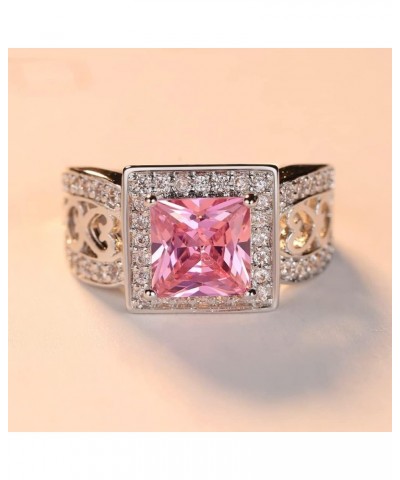 925 Sterling Silver Plated Created Amethyst Halo Brilliant Women Girl Statement Ring Pink a US6 $3.63 Rings