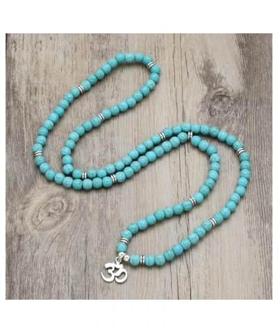 108 Mantra Mala Beads Bracelet Japa Mala Necklace with Om Symbol Charm Green Turquoise $9.68 Necklaces