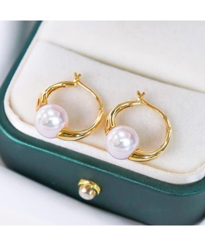 Chunky Gold Hoop Earrings Huggie Earrings Pearl Chunky Hoop Earrings Gold $20.64 Earrings