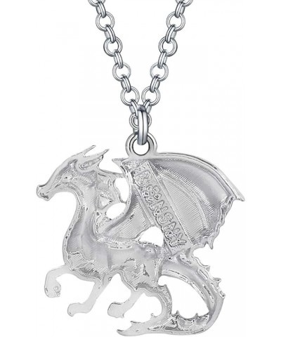 Dinosaur Dragon Necklace Pendant Dainty Jewelry Gift for Women Girls with Floral Enamel Black $8.66 Necklaces