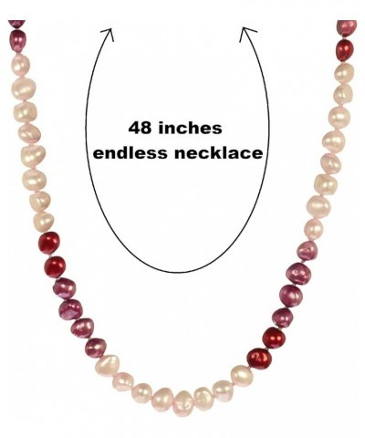 Dyed Block Baroque Freshwater Cultured Pearl Endless Necklaces 6-7 mm, 48 Rose $18.31 Necklaces