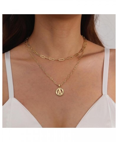 Gold Initial Necklaces for Women Girls，14K Gold Plated Dainty Layering Paperclip Chain Necklace Personalized Letter Pendant H...