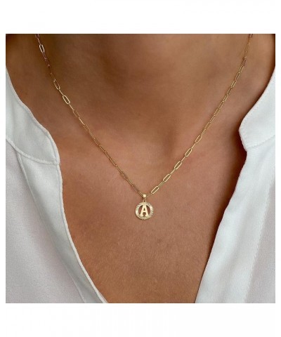 Gold Initial Necklaces for Women Girls，14K Gold Plated Dainty Layering Paperclip Chain Necklace Personalized Letter Pendant H...