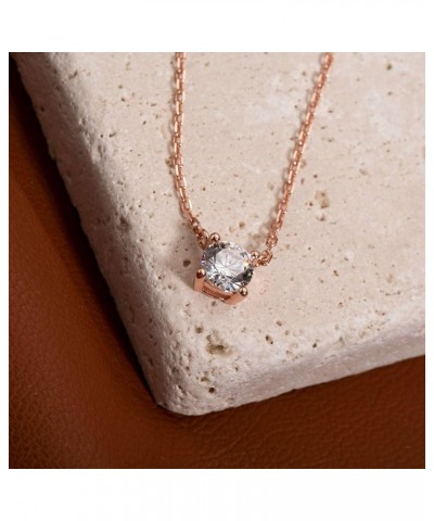 Dainty Cubic Zirconia Necklace Solitaire Necklace Sterling Silver CZ Diamond Pendant Necklaces Gold Necklaces for Women 1 ctt...