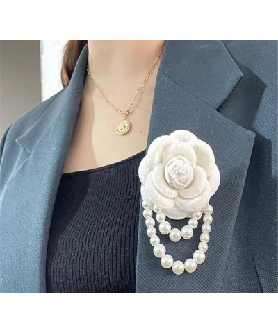 Elegant Camellia Flower Faux Pearl Brooch Pin For Women Girls Vintage Bow Floral Pin Pearl Clothing Bag Scarf Decoration Acce...