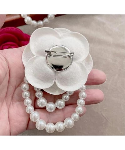 Elegant Camellia Flower Faux Pearl Brooch Pin For Women Girls Vintage Bow Floral Pin Pearl Clothing Bag Scarf Decoration Acce...