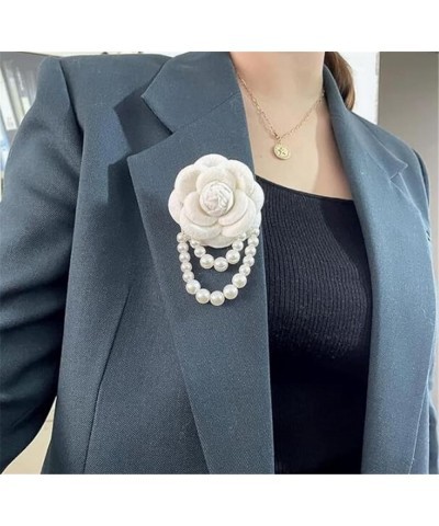 Elegant Camellia Flower Faux Pearl Brooch Pin For Women Girls Vintage Bow Floral Pin Pearl Clothing Bag Scarf Decoration Acce...