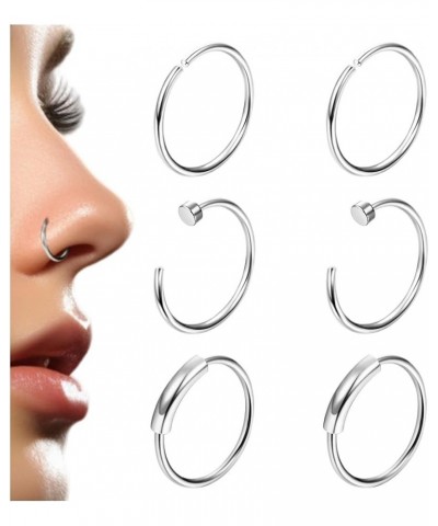 6Pcs G23 Titanium 20G Nose Rings Hoop Studs for Women Men L Shaped Screw Nose Studs Cartilage Earrings Nostril Piercing Jewel...