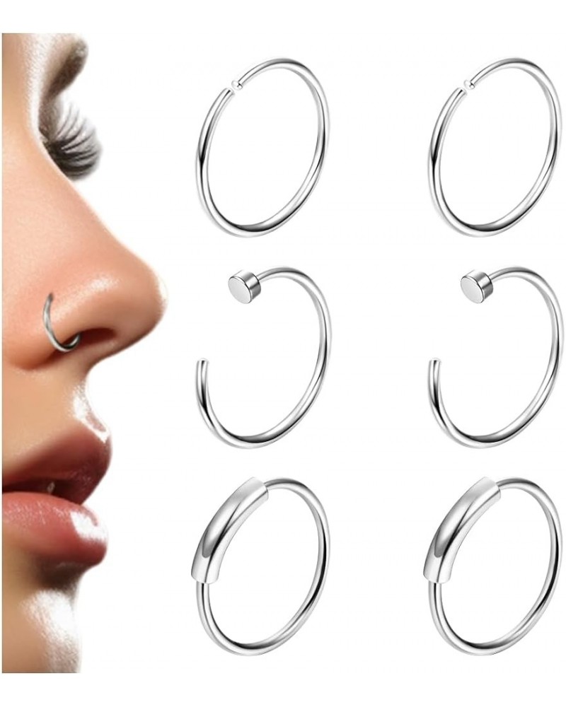 6Pcs G23 Titanium 20G Nose Rings Hoop Studs for Women Men L Shaped Screw Nose Studs Cartilage Earrings Nostril Piercing Jewel...