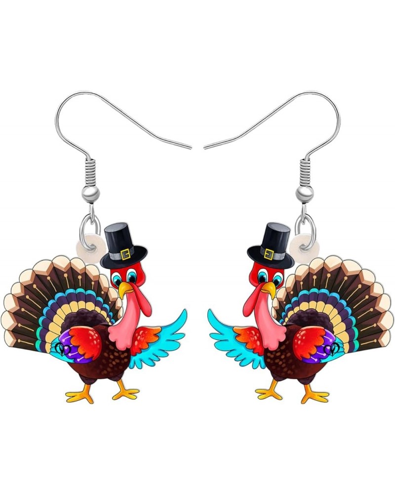 Acrylic Fall Thanksgiving Gifts Cute Turkey Earrings Dangle Pumpkin Jewelry Farm Animals Accessories for Women Girls Pumpkin ...