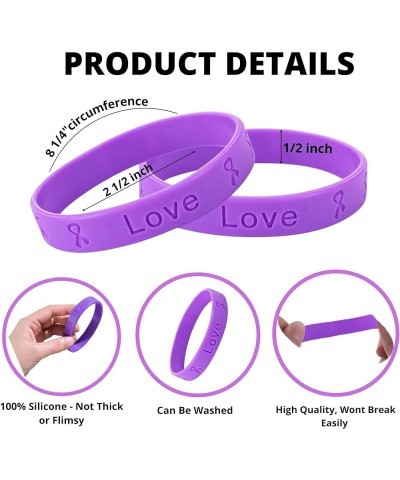 Purple Ribbon Wholesale Pack Silicone Bracelets/Wristbands for Alzheimer's, Domestic Violence, Epilepsy, Pancreatic Cancer, L...