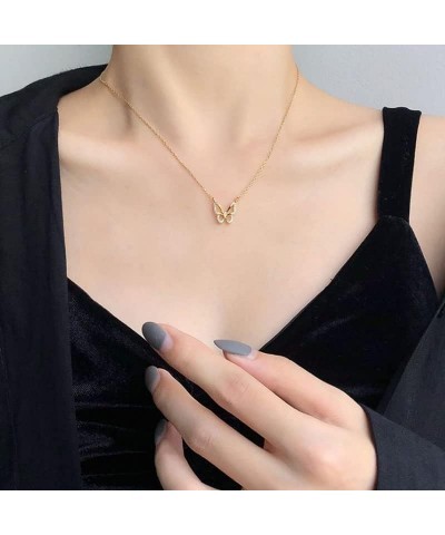 Classic Butterfly Choker Rhinestones Tiny Pendant Necklaces Dainty Crystal Necklaces Collarbone Chain Jewelry for Women or Te...