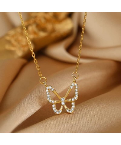 Classic Butterfly Choker Rhinestones Tiny Pendant Necklaces Dainty Crystal Necklaces Collarbone Chain Jewelry for Women or Te...