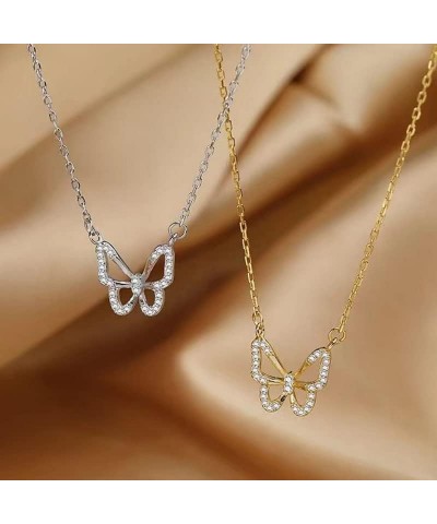 Classic Butterfly Choker Rhinestones Tiny Pendant Necklaces Dainty Crystal Necklaces Collarbone Chain Jewelry for Women or Te...