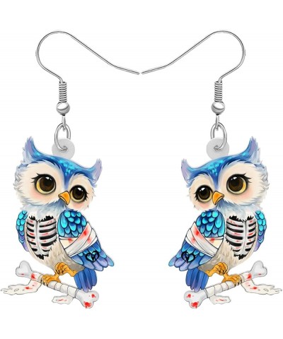 Cute Acrylic Owl Earrings Dangle Cartoon Owl Jewelry for Women Girls Owl Lovers Gifts Halloween Skeleton Owl $7.14 Earrings