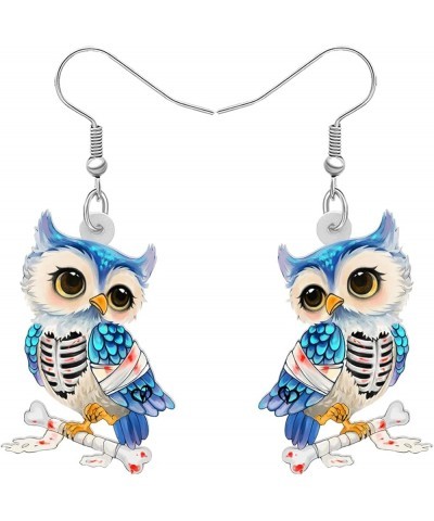 Cute Acrylic Owl Earrings Dangle Cartoon Owl Jewelry for Women Girls Owl Lovers Gifts Halloween Skeleton Owl $7.14 Earrings