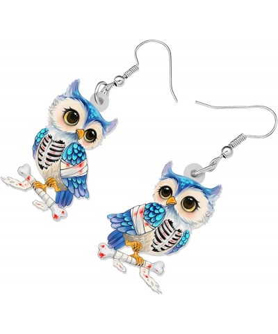 Cute Acrylic Owl Earrings Dangle Cartoon Owl Jewelry for Women Girls Owl Lovers Gifts Halloween Skeleton Owl $7.14 Earrings