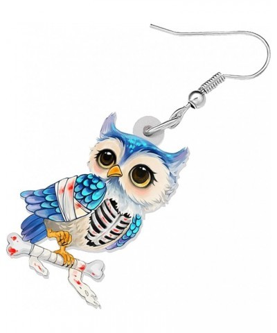 Cute Acrylic Owl Earrings Dangle Cartoon Owl Jewelry for Women Girls Owl Lovers Gifts Halloween Skeleton Owl $7.14 Earrings