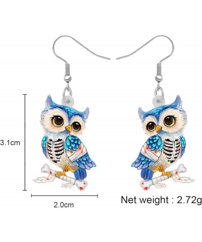 Cute Acrylic Owl Earrings Dangle Cartoon Owl Jewelry for Women Girls Owl Lovers Gifts Halloween Skeleton Owl $7.14 Earrings