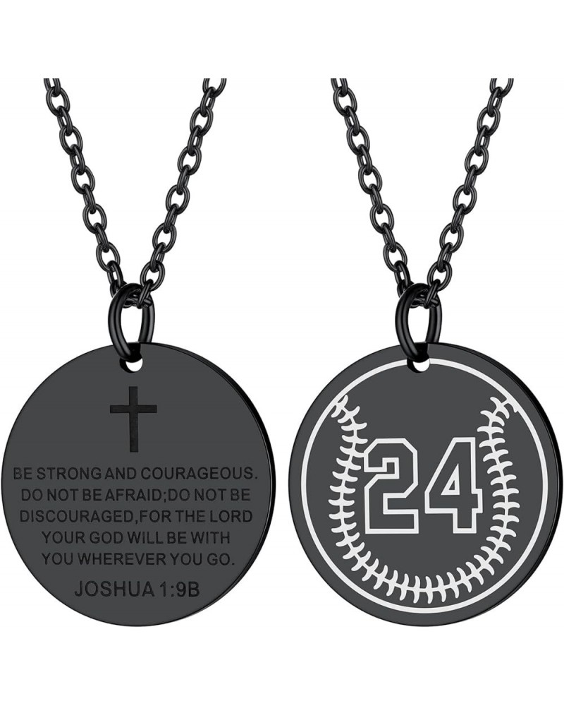 Personalized Baseball/Basketball/Volleyball/Soccer/Rugby Athletes Jersey Number 0-99 Cross Pendant Necklace for Men Women, St...