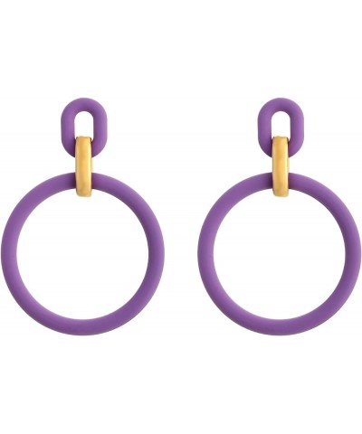 Acrylic Rectangle Earrings, Fashion Acrylic Square/Oval/Hoop Statement Drop Earrings for Women girls Purple Hoop $6.35 Earrings