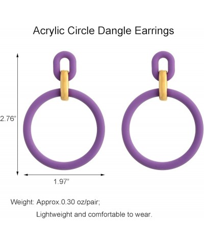 Acrylic Rectangle Earrings, Fashion Acrylic Square/Oval/Hoop Statement Drop Earrings for Women girls Purple Hoop $6.35 Earrings