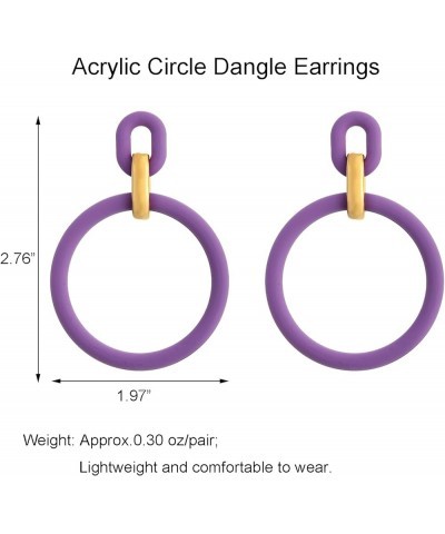 Acrylic Rectangle Earrings, Fashion Acrylic Square/Oval/Hoop Statement Drop Earrings for Women girls Purple Hoop $6.35 Earrings