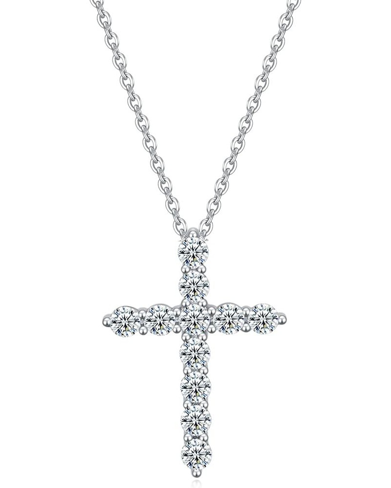 Sterling Silver Cross Necklace for Women, Dainty Cubic Zirconia Cross Pendant Necklaces for Teens Girls Silver - 18" Chain $1...