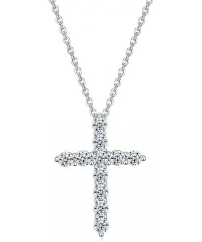 Sterling Silver Cross Necklace for Women, Dainty Cubic Zirconia Cross Pendant Necklaces for Teens Girls Silver - 18" Chain $1...