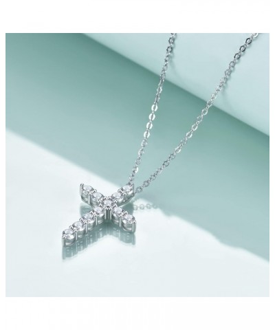 Sterling Silver Cross Necklace for Women, Dainty Cubic Zirconia Cross Pendant Necklaces for Teens Girls Silver - 18" Chain $1...