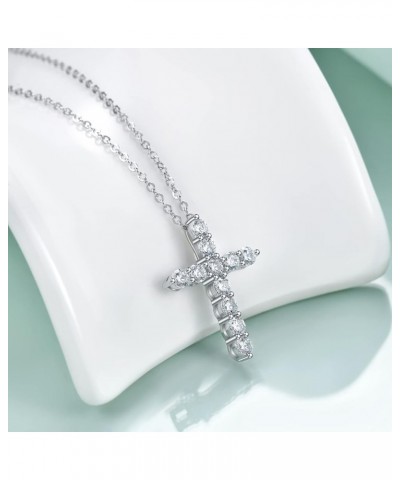 Sterling Silver Cross Necklace for Women, Dainty Cubic Zirconia Cross Pendant Necklaces for Teens Girls Silver - 18" Chain $1...