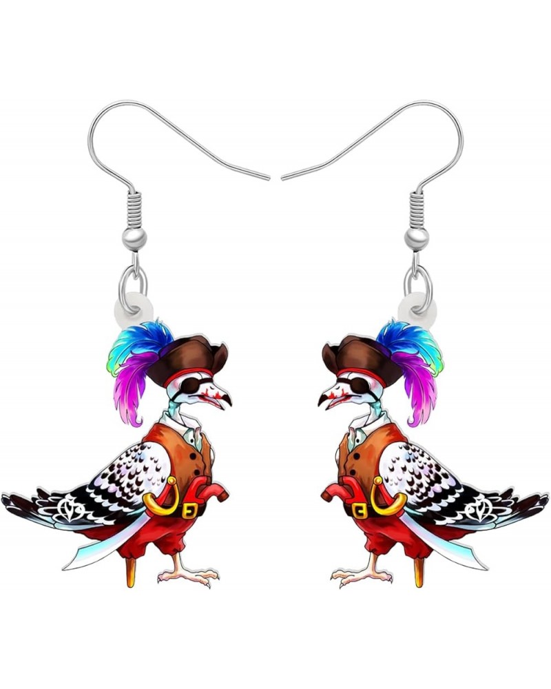 Acrylic Green Pigeon Dove Bird Earrings Bird Dangle Drop Jewelry For Women Girls Charm Gifts Pirate Pigeon B $7.27 Earrings