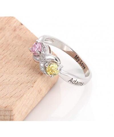 Personalized Infinity Mothers Ring with 2 Round Simulated Birthstones Engagement Promise Rings for Women $17.25 Rings