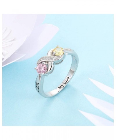 Personalized Infinity Mothers Ring with 2 Round Simulated Birthstones Engagement Promise Rings for Women $17.25 Rings