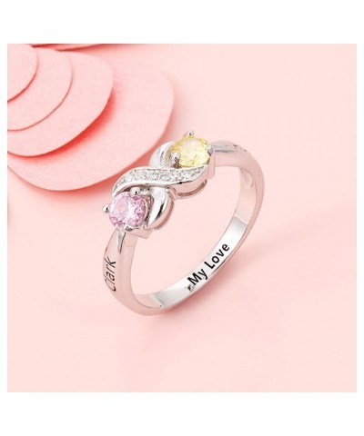 Personalized Infinity Mothers Ring with 2 Round Simulated Birthstones Engagement Promise Rings for Women $17.25 Rings