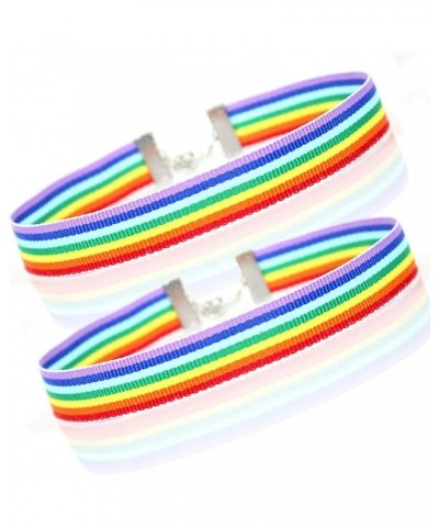 SuoFrun 2Pcs Rainbow LGBT Choker Necklace for Women Girl LGBTQ Rainbow Bracelets Wristband Gay Lesbian Pride Short Clavicle C...