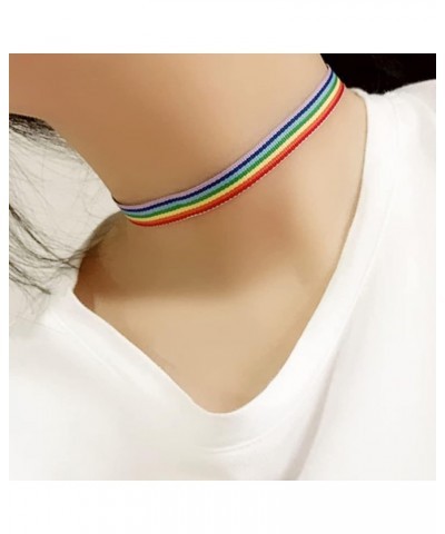 SuoFrun 2Pcs Rainbow LGBT Choker Necklace for Women Girl LGBTQ Rainbow Bracelets Wristband Gay Lesbian Pride Short Clavicle C...