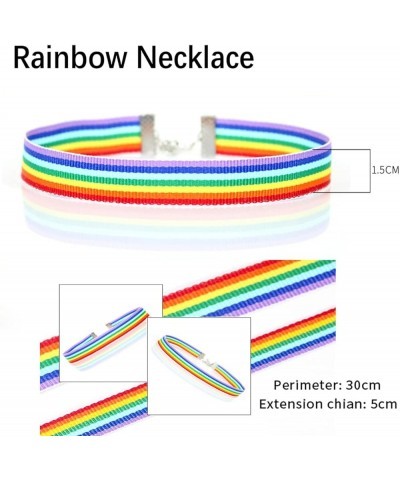 SuoFrun 2Pcs Rainbow LGBT Choker Necklace for Women Girl LGBTQ Rainbow Bracelets Wristband Gay Lesbian Pride Short Clavicle C...