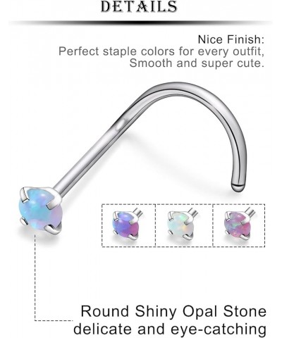 18G Titanium Nose Rings Studs for Women Men Hypoallergenic Implant Grade Nose Studs Straight Screw L Shaped Opal Nose Nostril...